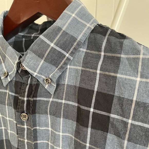 JCrew Mens Blue and White Plaid Shirt Size Large - Picture 6 of 7